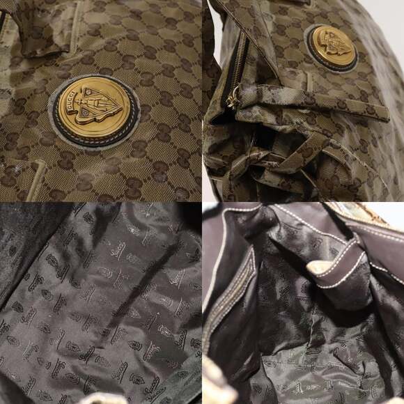 GUCCI GG Crystal Hand Bag Coated Canvas Beige Gold - Picture 11 of 12